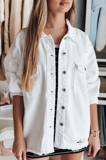 Damen-Jeansjacke in Übergröße JUSTDEM weiß Dstreet TY4903