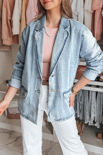 Damen-Jeansjacke in Übergröße RUNAWAY blau Dstreet TY4906
