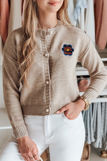 Damen Einheitsgröße Pullover mit Stickerei AMELIE beige Dstreet MY2469