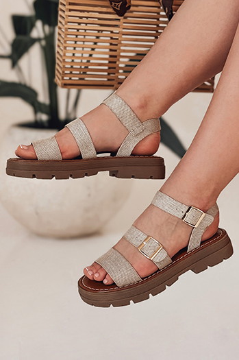 Damen Sandalen mit Schnallen SOLARIA beige Dstreet ZY0888