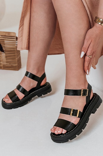 Damensandalen mit Schnallen SOLARIA schwarz Dstreet ZY0889