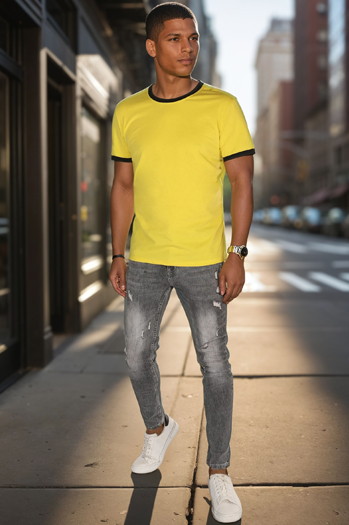 Gelbes Basic-T-Shirt für Männer Dstreet RX5660