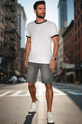 Weißes Basic-T-Shirt für Männer Dstreet RX5662