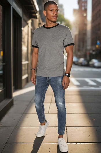 Graues Basic-T-Shirt für Männer Dstreet RX5663