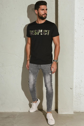 Bedrucktes Herren-T-Shirt schwarz Dstreet RX5667