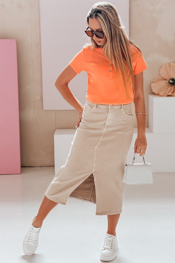 Damen Einheitsgröße gerippte Bluse KISS LOOK orange Dstreet RY2840