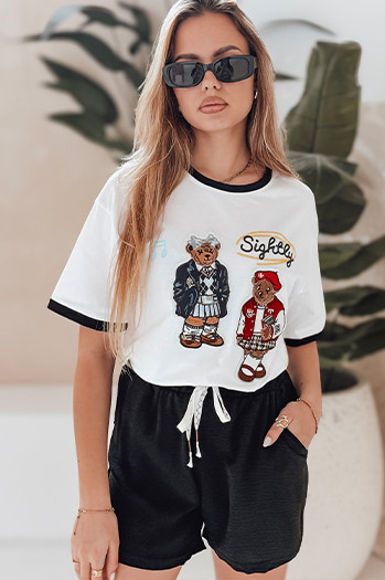 Damen Oversize-T-Shirt mit Stickerei CLASSY TEDDY weiß Dstreet RY2844