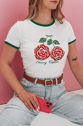 Pailletten-T-Shirt für Frauen ROSAWIS weiß Dstreet RY2845