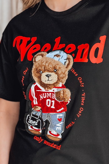 Damen Oversize-Teddybär T-Shirt FUNTED schwarz Dstreet RY2849