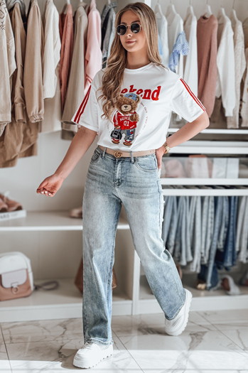 Damen Oversize-Teddybär T-Shirt FUNTED weiß Dstreet RY2850