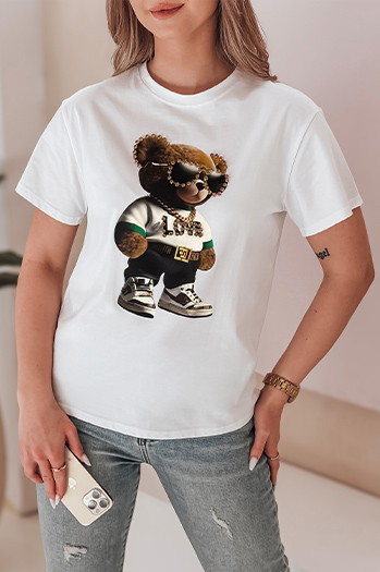 Damen Teddybär T-shirt weiß Dstreet RY2862