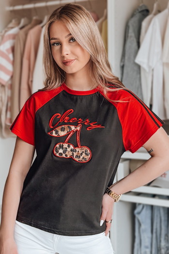 Damen 3D CEKINKA Effekt T-shirt schwarz Dstreet RY2865