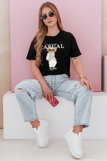 Damen-Teddybär T-Shirt MISTREET schwarz Dstreet RY2873