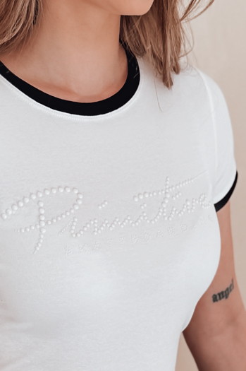Damen-T-Shirt mit LUMINASI-Schriftzug weiß Dstreet RY2887