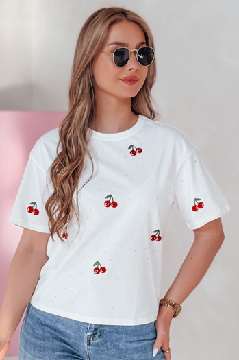 Frauen-T-Shirt in Kirsche FRUTTIKA weiß Dstreet RY2892