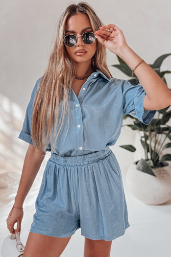 Damen Leinen Übergrößen Set LINEN LOVE hellblau Dstreet AY1139