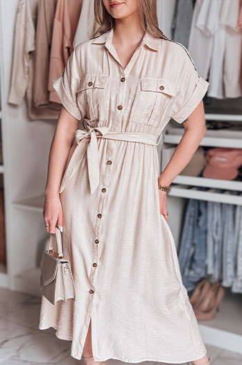 SUNNI LOVE Beige Leinen Maxikleid Dstreet EY2607