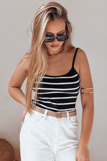 Gestreifte Einheitsgröße Body STRIP BACK schwarz Dstreet RY2900