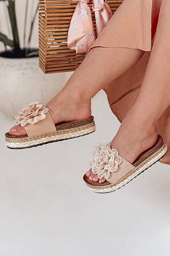 Damen Blumen Flip-Flops KWIATARIS beige Dstreet ZY0912