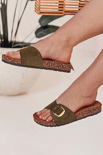 Damen Kork-Flip-Flops KORKISTI grün Dstreet ZY0913