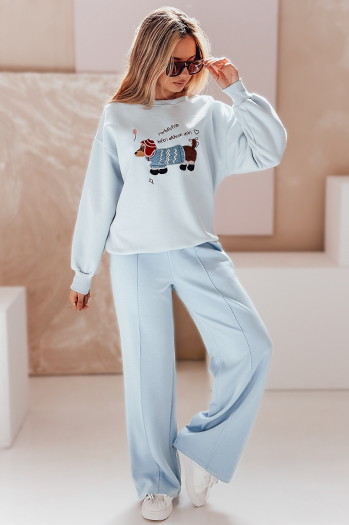 Damen Sweatshirt in Übergröße mit Stickerei DOGSWEETY blau Dstreet BY1479