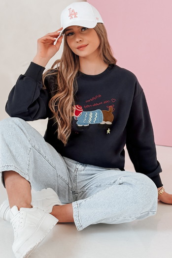 Damen Sweatshirt in Übergröße mit Stickerei DOGSWEETY navy blau Dstreet BY1480