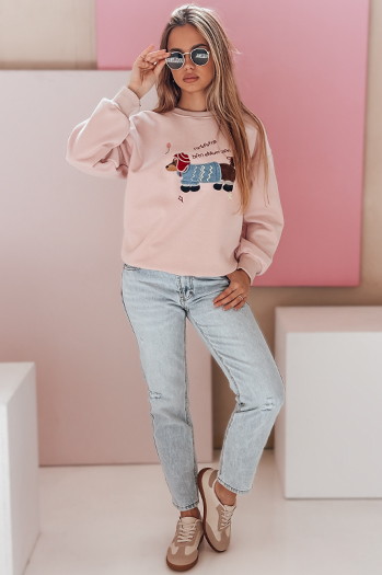 Damen Sweatshirt in Übergröße mit Stickerei DOGSWEETY rosa Dstreet BY1482
