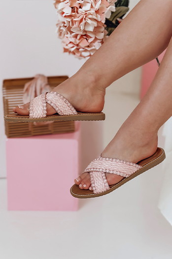 Damen SOLINIA Stroh Flip-Flops rosa Dstreet ZY0924