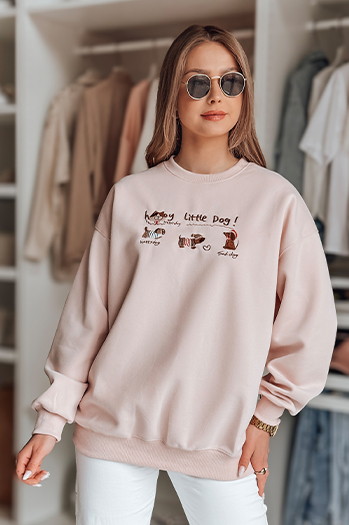 Damen Sweatshirt in Übergröße mit Dackel JAMNIKOVE rosa Dstreet BY1497