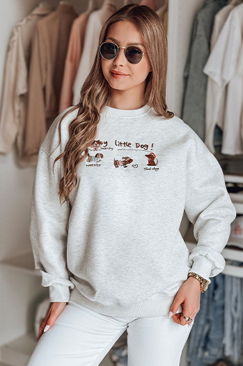 Damen Sweatshirt in Übergröße mit Dackel JAMNIKOVE grau Dstreet BY1499