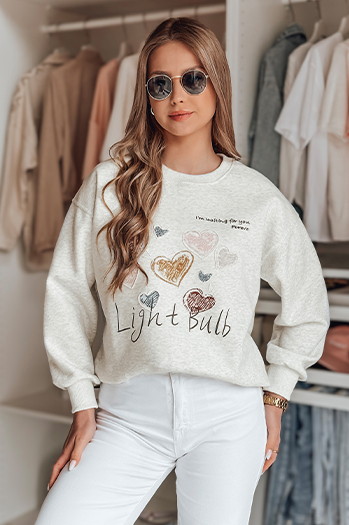 Damen Sweatshirt in Übergröße mit Herzen PINKNOTE grau Dstreet BY1501