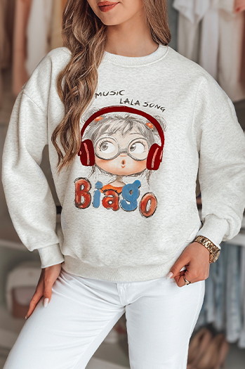 Damen Sweatshirt in Übergröße bedruckt LALA VIBE grau Dstreet BY1503