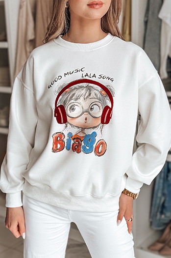 Damen Sweatshirt in Übergröße bedruckt LALA VIBE weiß Dstreet BY1504