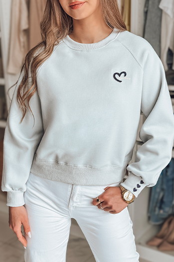 Damen Sweatshirt in Übergröße mit gestickten Herzen MONLOVE blau Dstreet BY1509