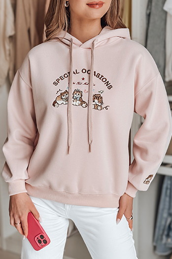 Damen Sweatshirt mit Kapuze in Übergröße SPECIAL KITTY rosa Dstreet BY1511