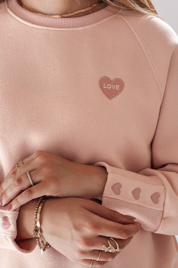 Damen Sweatshirt in Übergröße mit Herzen LOVELISA rosa Dstreet BY1521