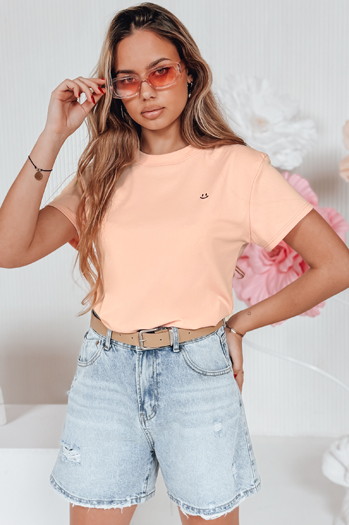 Geripptes Damen-T-Shirt SMILE FOR YOU rosa Dstreet RY2907