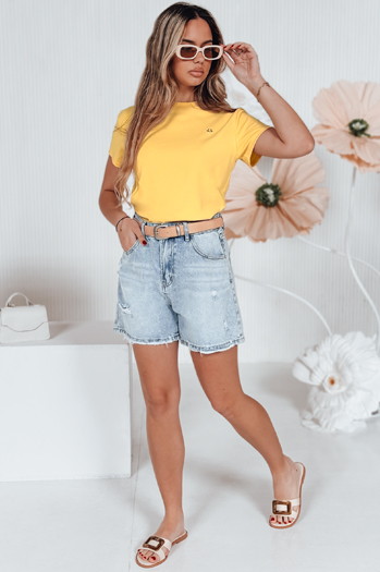 Geripptes Damen-T-Shirt SMILE FOR YOU gelb Dstreet RY2908