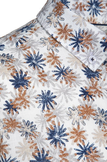 Weißes Herrenhemd mit Blumenmuster Dstreet DX2645