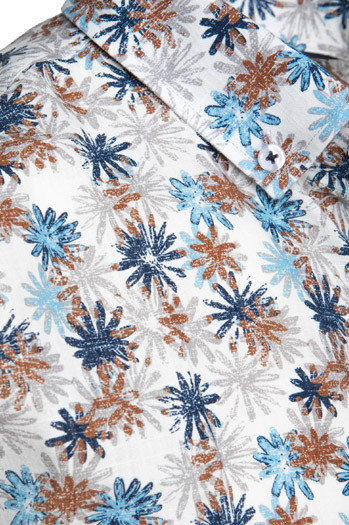 Weißes Herrenhemd mit Blumenmuster Dstreet DX2646