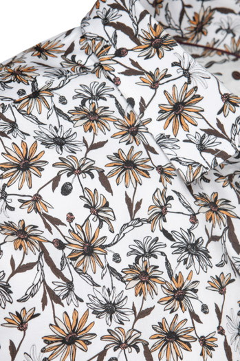 Herrenhemd mit Blumenmuster weiß Dstreet DX2667