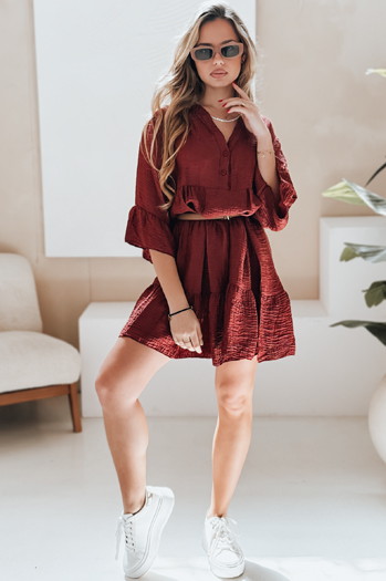 Sommer-Musselin-Kleid LYVONNE burgunderrot Dstreet EY2614