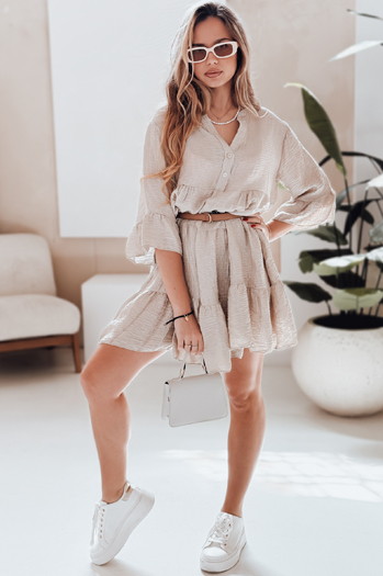 Sommer-Musselin-Kleid LYVONNE hellbeige Dstreet EY2615