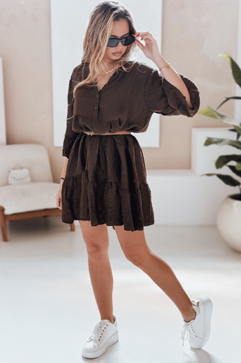 LYVONNE Sommer Musselin Kleid dunkelbraun Dstreet EY2617