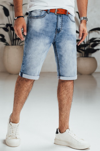 Blaue Denim-Shorts für Männer mit Gürtel Dstreet SX2564