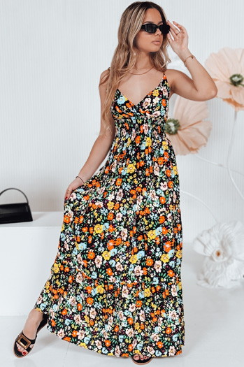 FLOWMISS Maxikleid schwarz mit Blumen Dstreet EY2627
