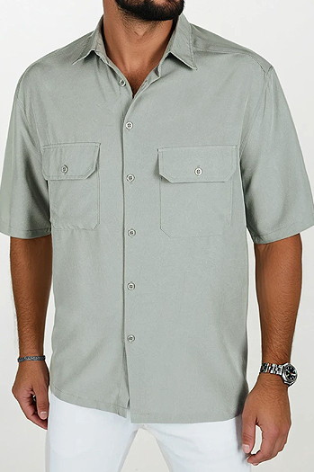 Herren Kurzarmhemd grau Dstreet KX1081
