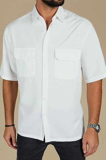 Herren Kurzarmhemd weiß Dstreet KX1083