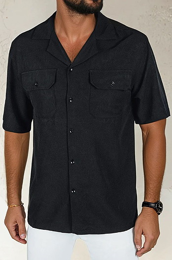 Herren Kurzarmhemd schwarz Dstreet KX1084