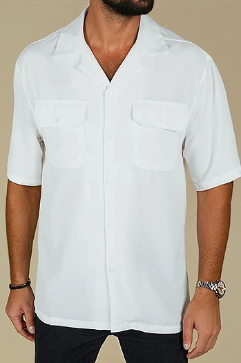 Herren Kurzarmhemd weiß Dstreet KX1086